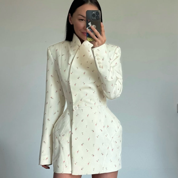 Damen Modischer Blazer-Rock mit floralem Design und taillierter Passform Drune