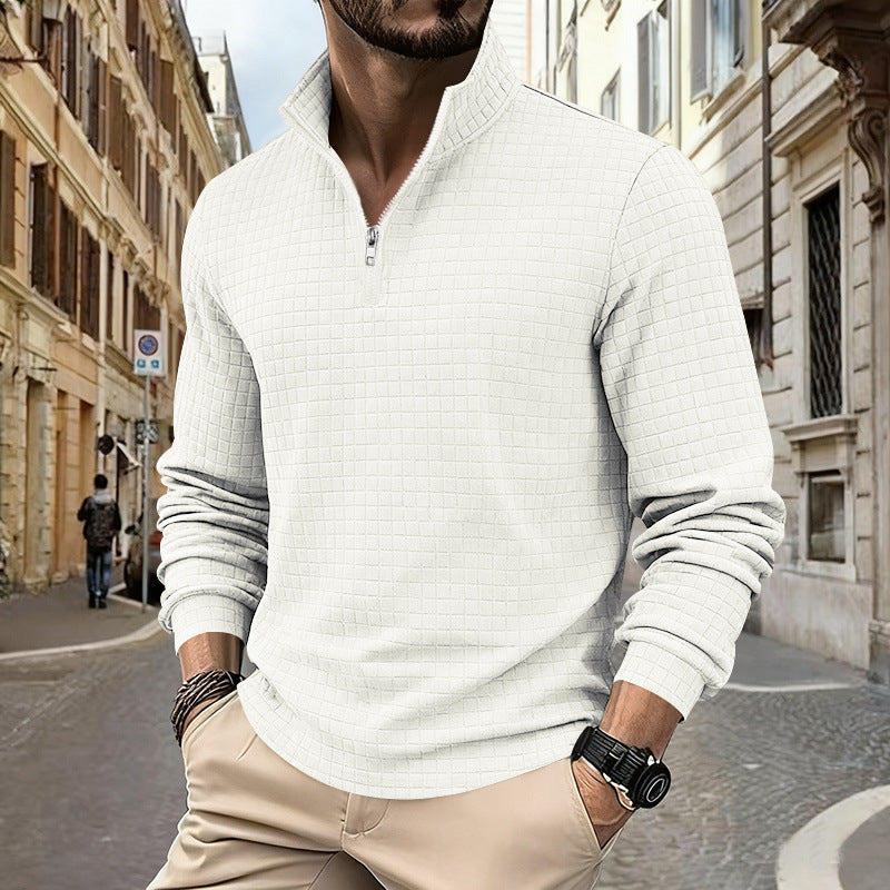 Herren sportlicher Pullover mit Halbreißverschluss und strukturierter Oberfläche Drune