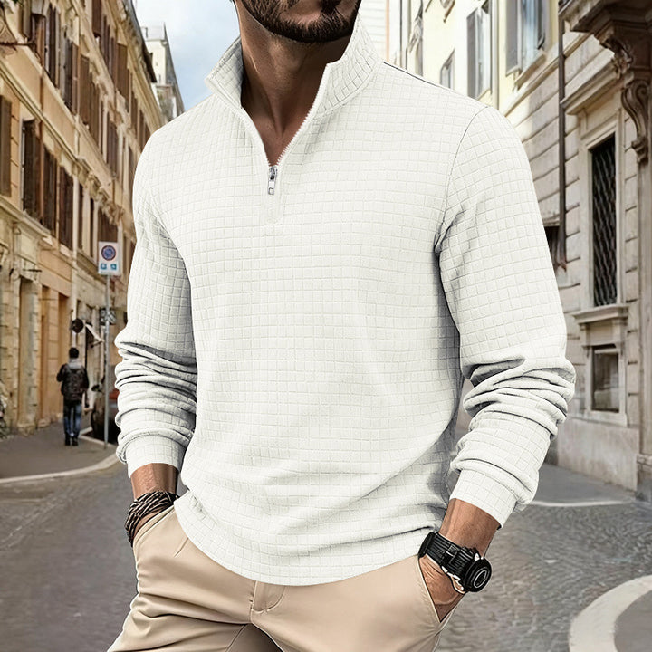 Herren sportlicher Pullover mit Halbreißverschluss und strukturierter Oberfläche Drune