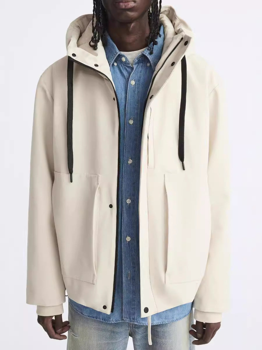 Herren moderne wasserabweisende Jacke mit Kapuze und praktischen Taschen Drune
