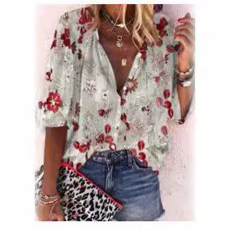 Damen Transparente Bluse mit floralen Stickereien und übergroßem Schnitt Drune