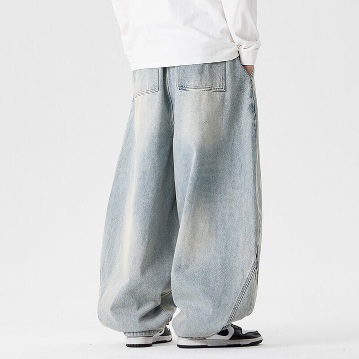Herren nan extraweite Baggy-Jeans mit tiefem Schritt, relaxed Low-Crotch Schnitt und weitem Saum Drune