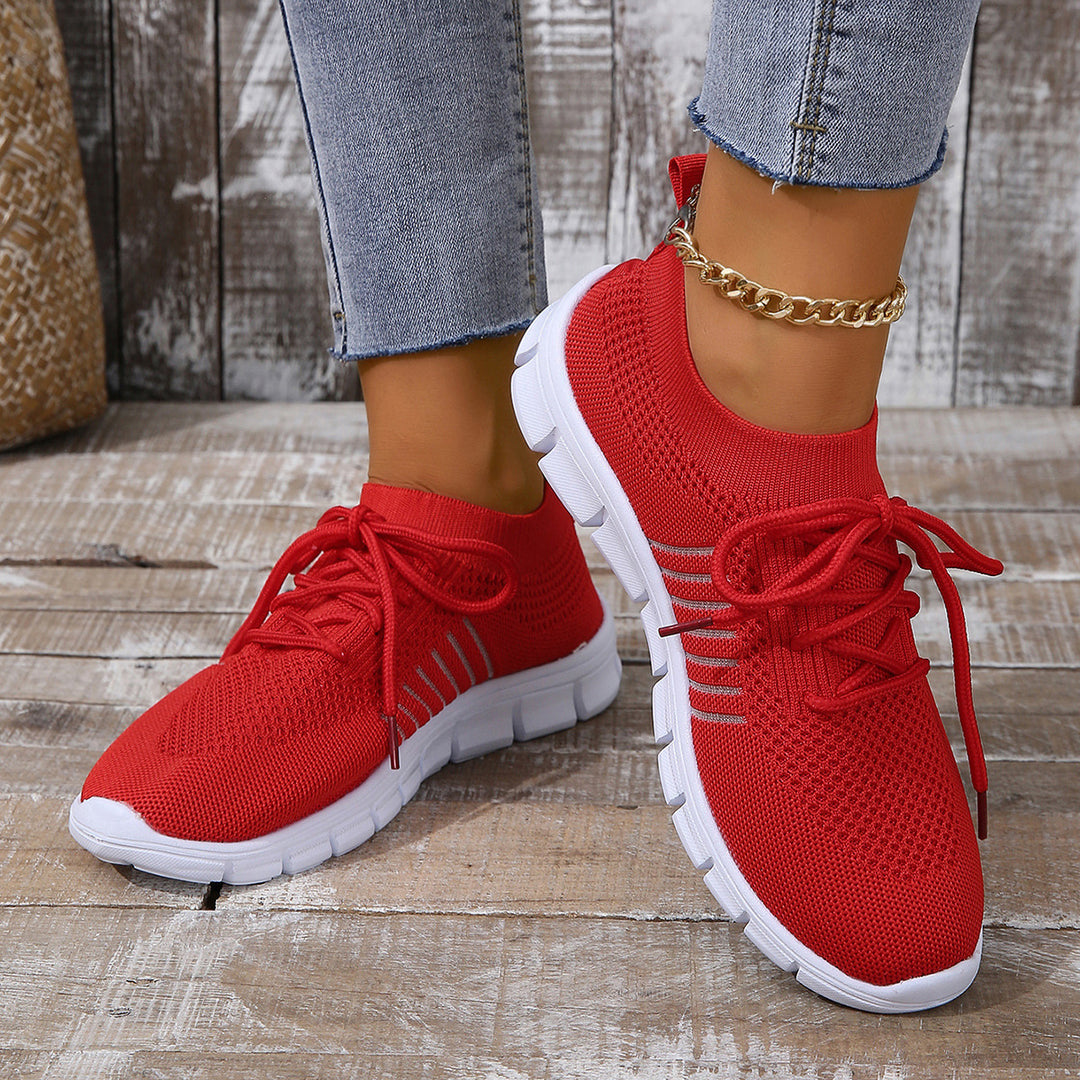 Damen komfortable und atmungsaktive Sneaker mit elastischem Netzstoff Drune