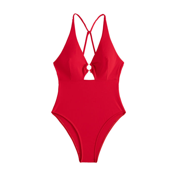 Damen Einteiler Badeanzug mit schickem Cut-Out Drune