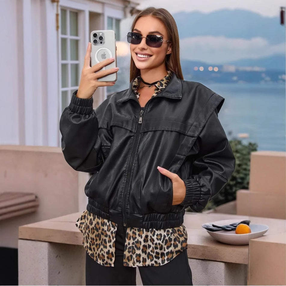 Damen modische Kunstlederjacke Drune