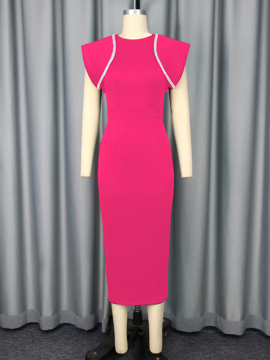 Damen figurbetontes Kleid mit dekorativen Rüschenträgern Drune