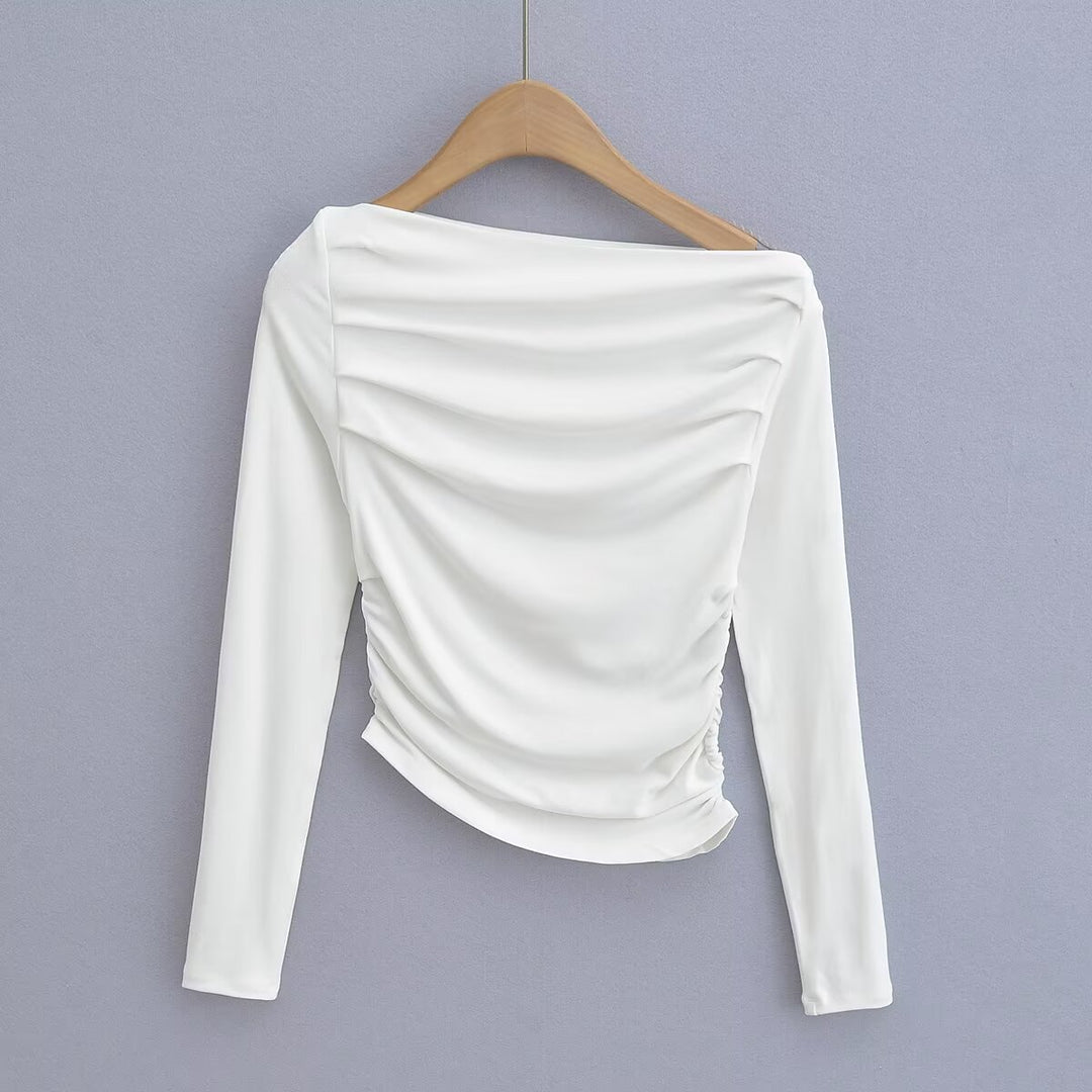 Damen Langarmshirt mit eleganter Drapierung Drune