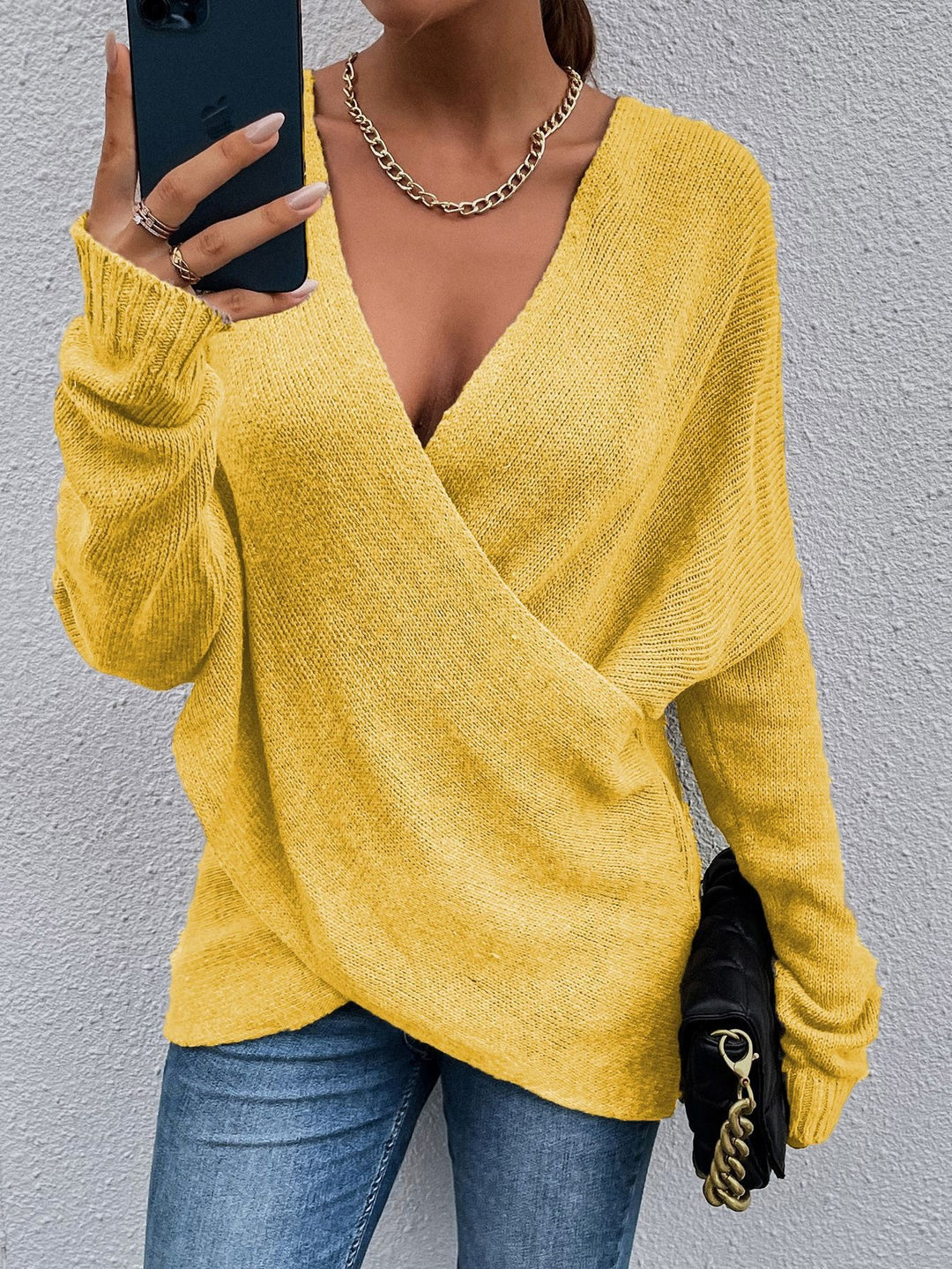 Damen lässiger V-Ausschnitt Pullover Drune