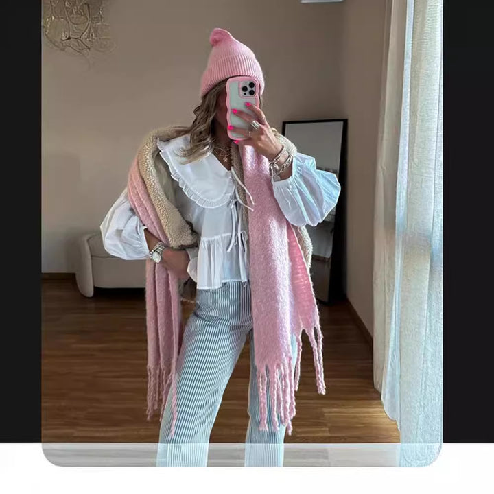 Damen Bluse mit Rüschendetails und tailliertem Schnitt Drune