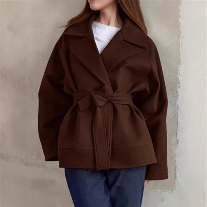 Damen Modische Wickeljacke aus hochwertigem Material mit taillierbarem Gürtel Drune
