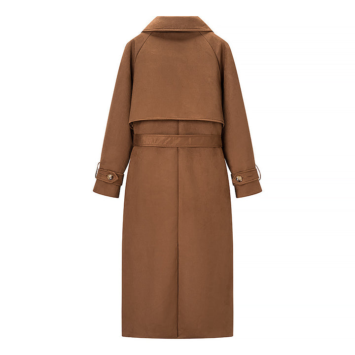 Damen Eleganter Trenchcoat mit taillierbarem Gürtel und klassischem Revers Drune