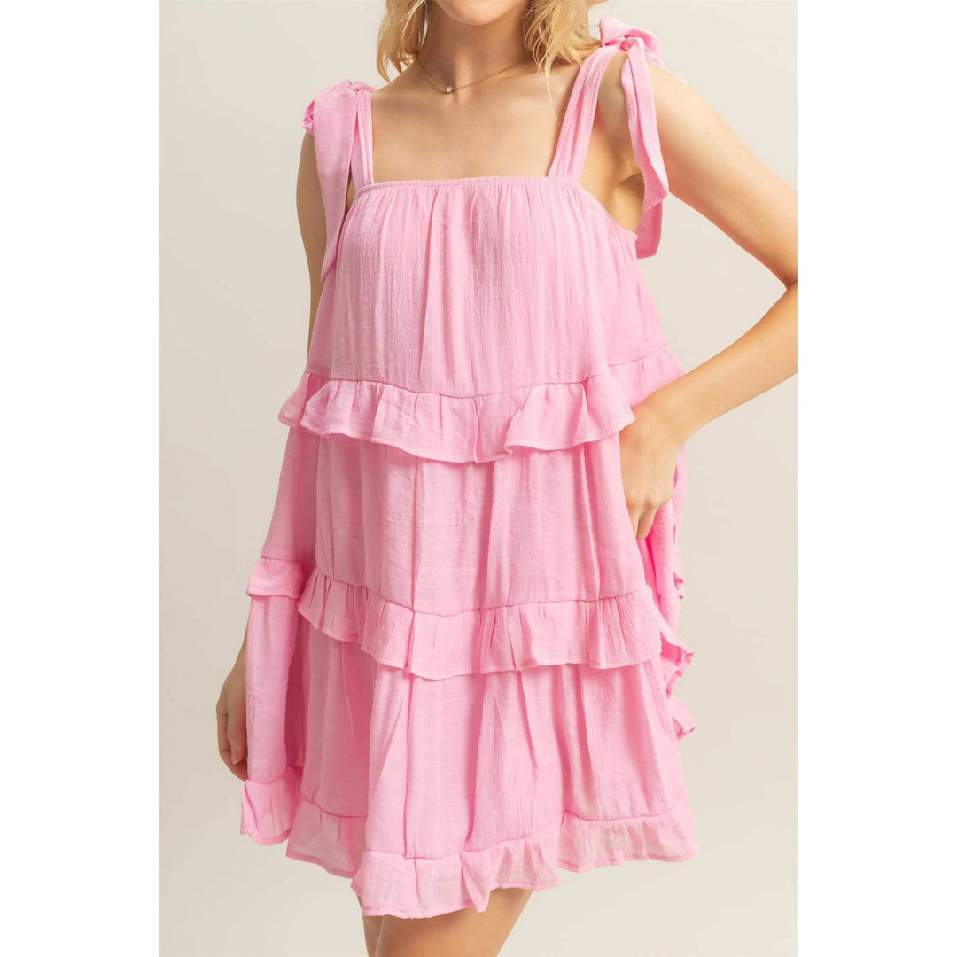 Damen lässiges Sommerkleid mit Rüschendetails und verstellbaren Trägern Drune