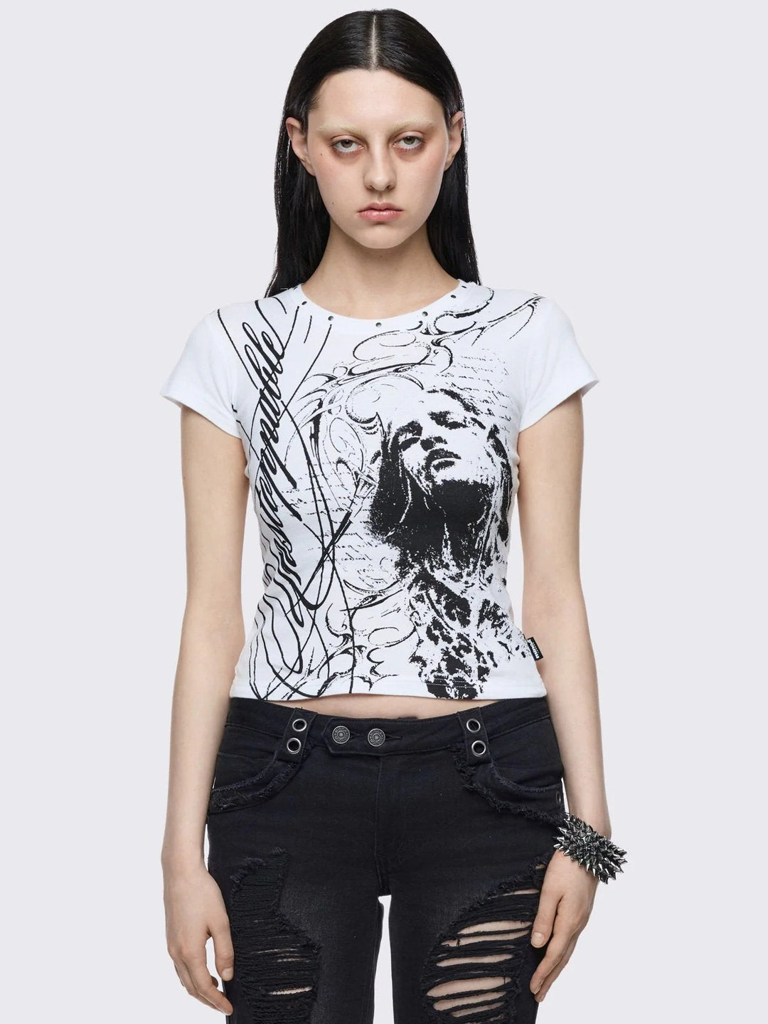 Damen Kreatives Grafik-Print T-Shirt Drune