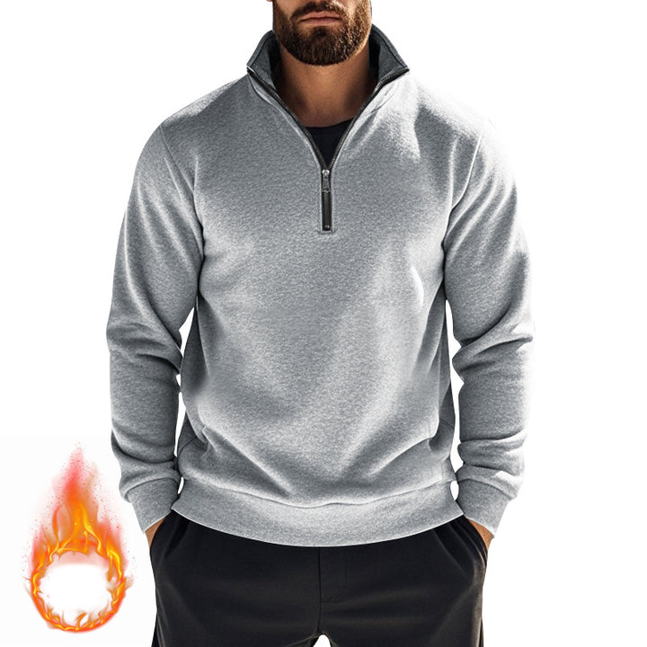 Herren nan thermischer Halbzip-Pullover mit Stehkragen und wärmendem Fleece-Innenfutter Drune