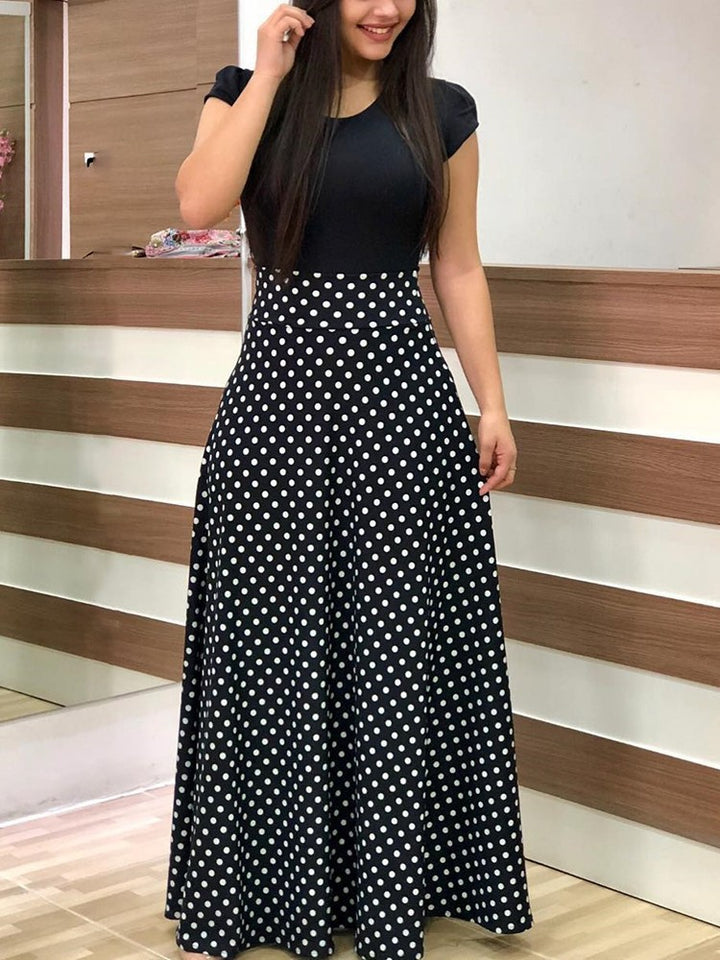 Damen Elegantes Maxikleid mit grafischem Druck und flexiblem Bund Drune