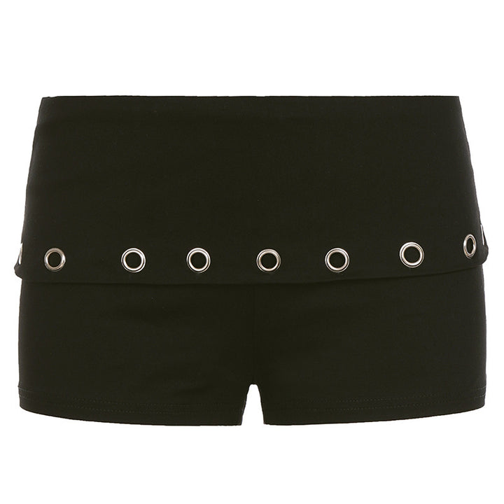 Damen Modische Shorts mit dekorativen Ösen Drune