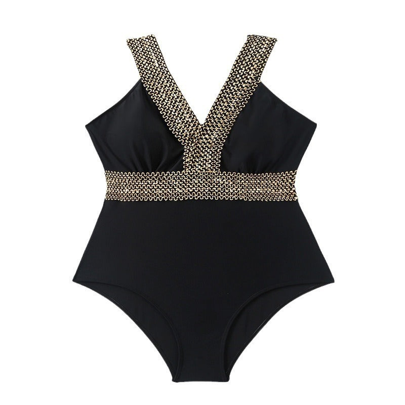 Damen Eleganter Badeanzug mit Goldverzierungen Drune