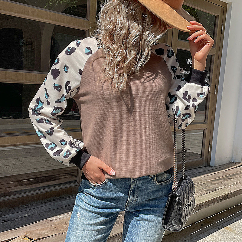 Damen lässiger Pullover mit tierischem Muster und modischen Ärmeln Drune