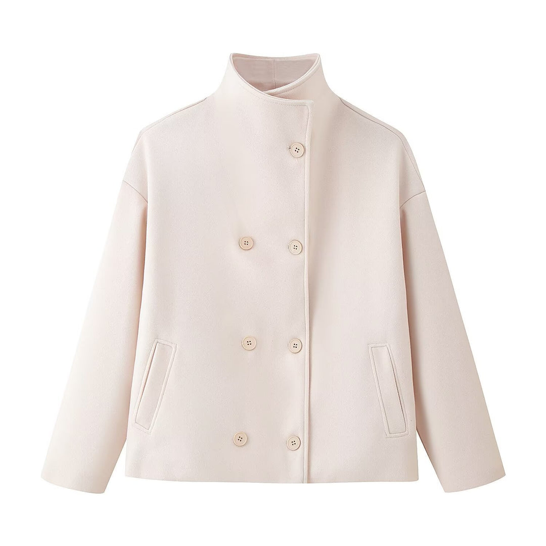 Damen modische Wolljacke mit doppelter Knopfleiste Drune