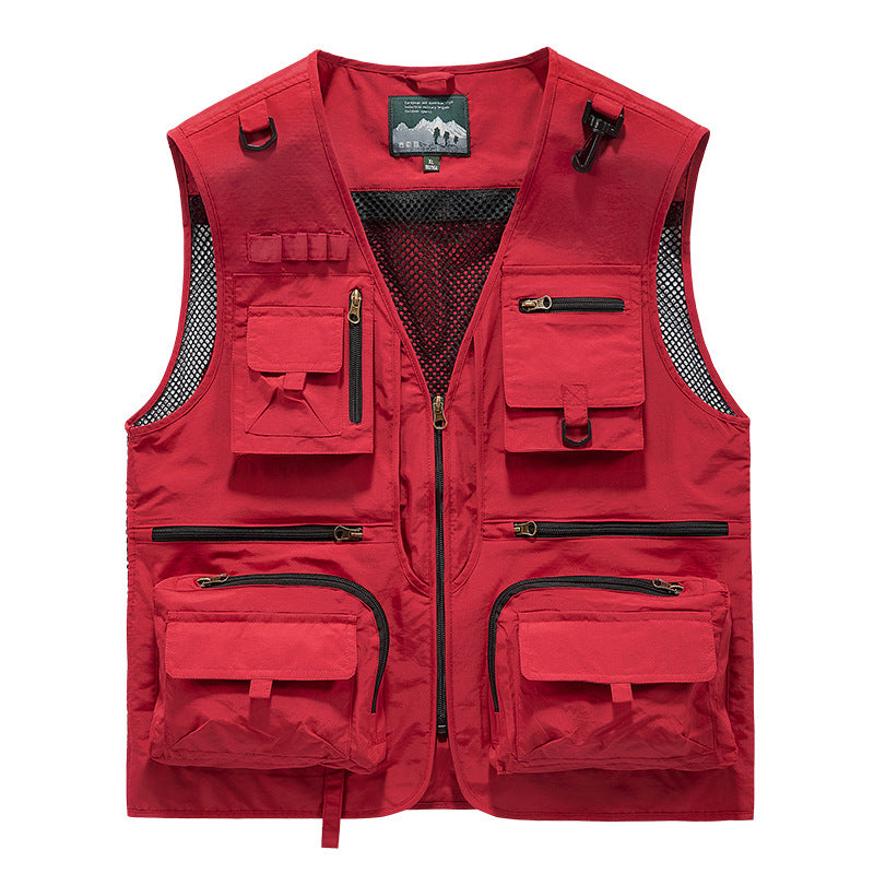 Herren nan multifunktionale Anglerweste mit zahlreichen Taschen und Mesh-Einsätzen Drune