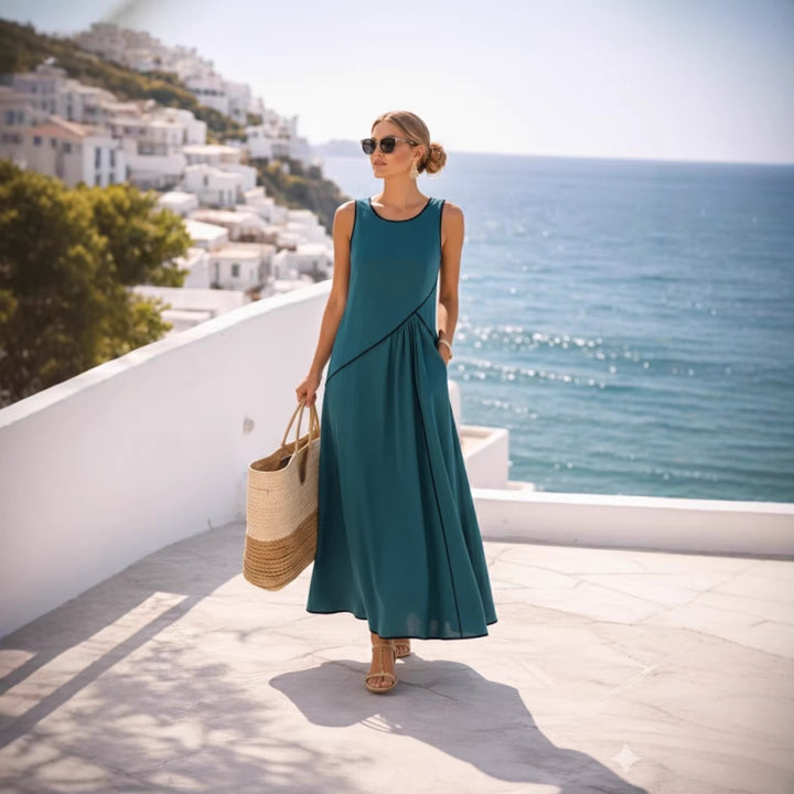 Damen Maxikleid mit fließendem Schnitt und asymmetrischem Design Drune
