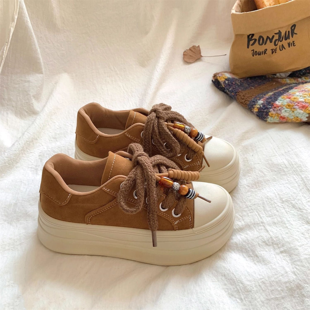 Damen Chunky Plateau-Sneaker mit dekorativen Schnürdetails Drune