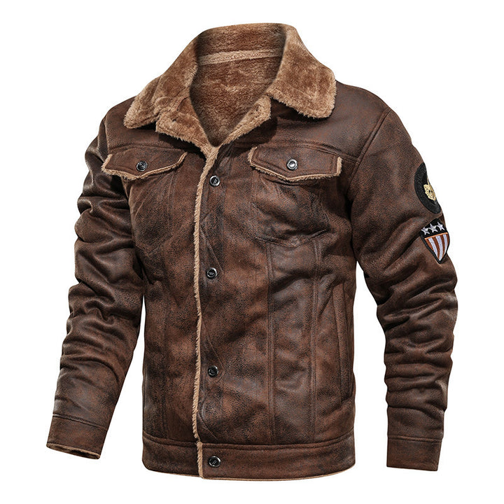 Herren nan gefütterte Lammfelloptik Jeansjacke mit Teddyfutter und Druckknopfleiste Drune