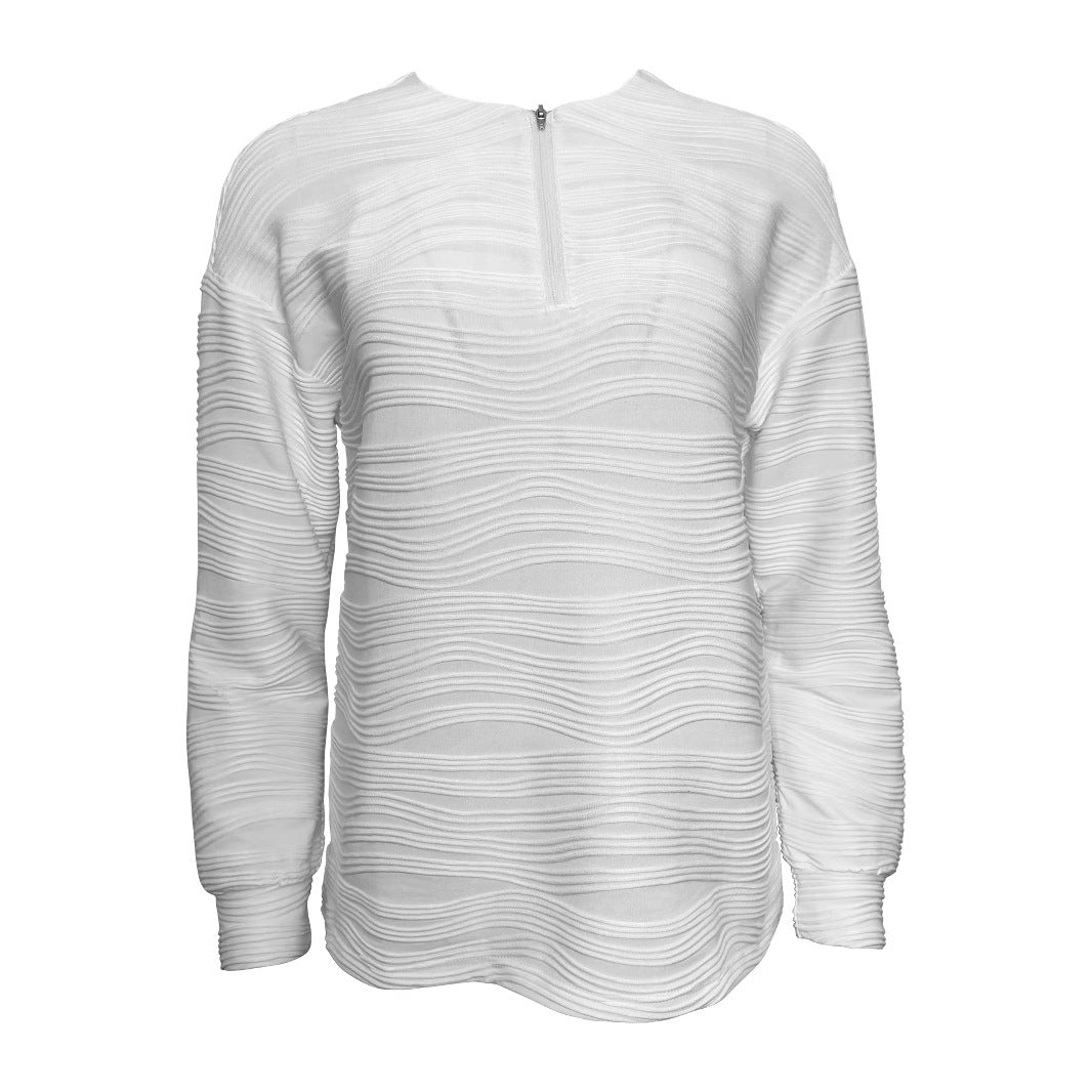 Damen Moderner Sweatshirt mit Halbreißverschluss und strukturiertem Design Drune