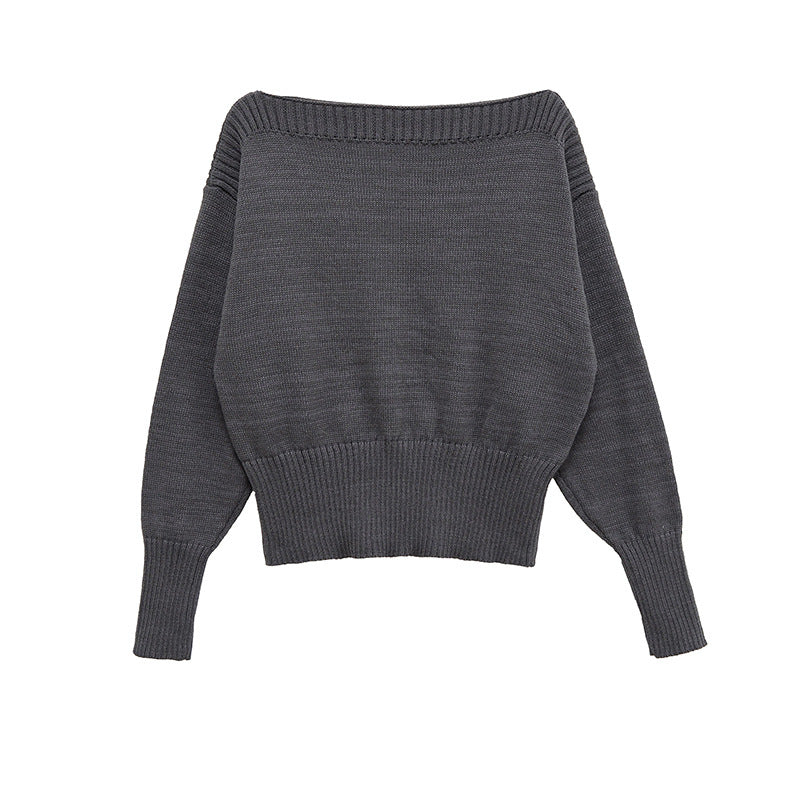 Damen lässiger Oversize-Pullover aus weichem Strickmaterial Drune