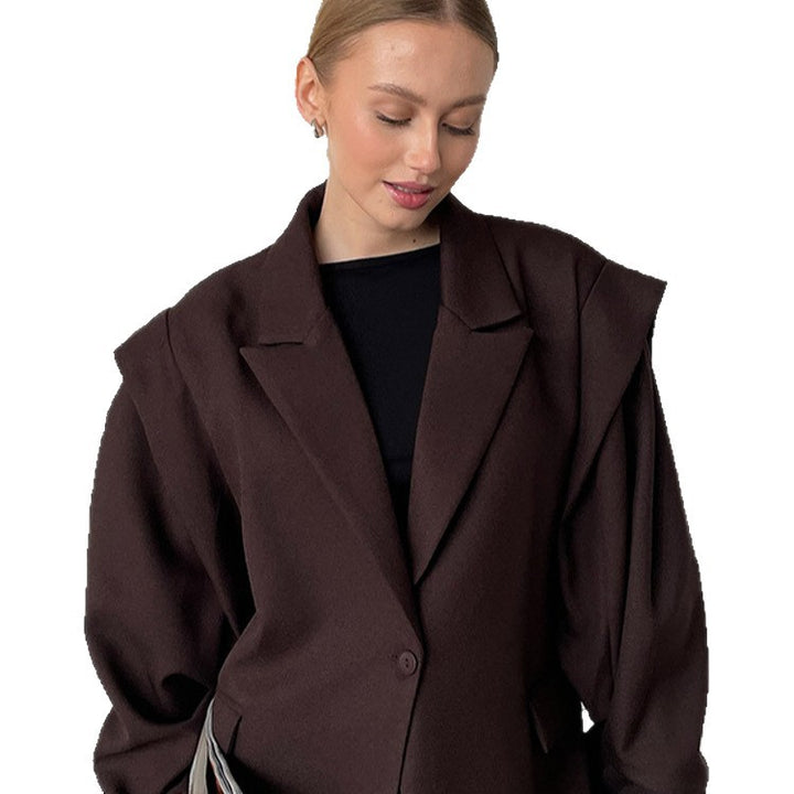 Damen Oversized Blazer mit Gürtel Drune