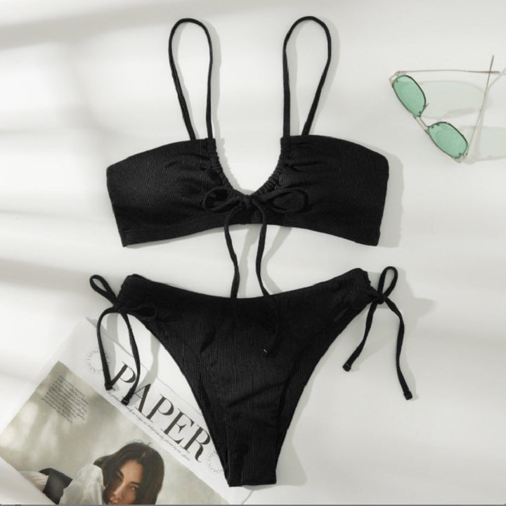 Damen Bikini-Set mit bindbarem Oberteil und hohem Beinausschnitt Drune