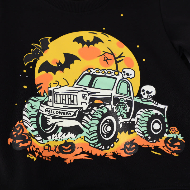 Jungen Sweatshirt mit gruseligem Monster-Truck-Motiv Drune