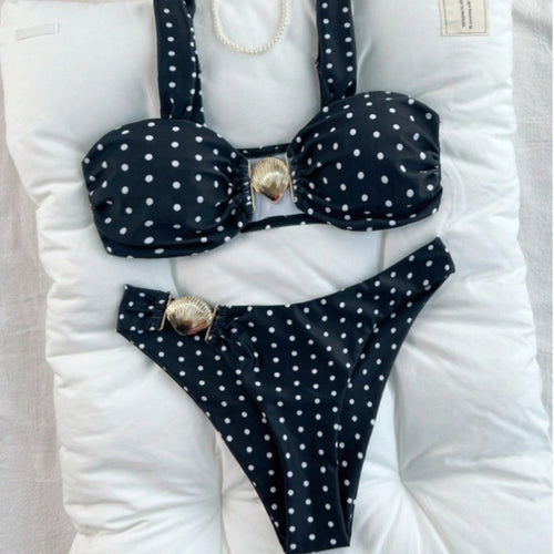 Damen Bandeau-Bikini-Set mit Muschel-Detail Drune