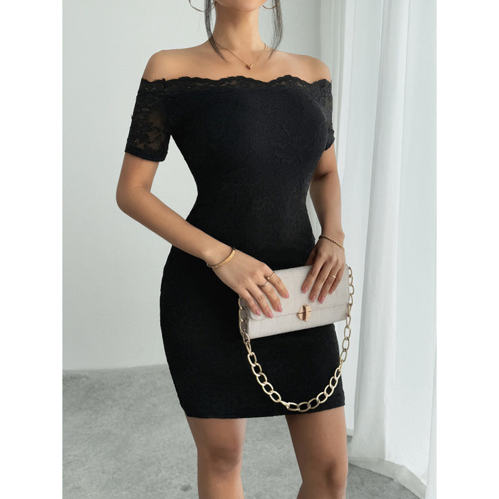 Damen Off-Shoulder Spitzenkleid Drune