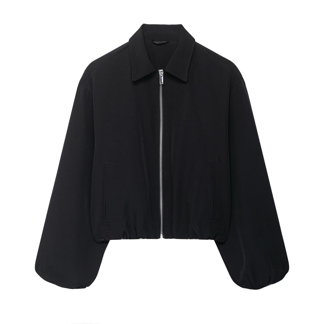 Damen modische Übergangsjacke mit Trend-Design und elastischem Bund Drune