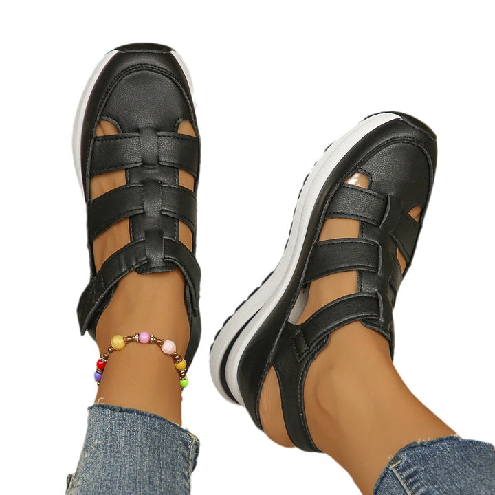 Damen bequeme Plattform-Sandalen mit atmungsaktiver Obermaterialstruktur und verstellbarem Riemendesign Drune