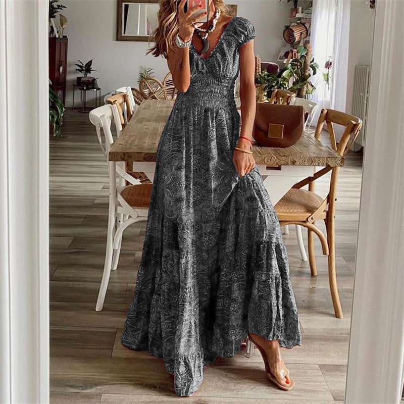 Damen Maxikleid mit Boho-Design und schwingendem Abschluss Drune