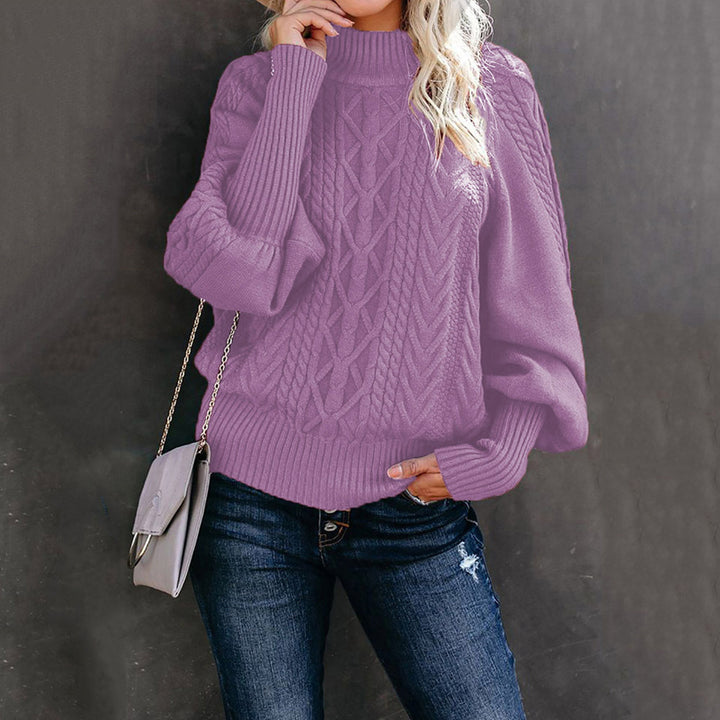 Damen Strickpullover mit Stehkragen und Zopfmuster Drune