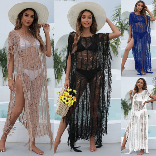 Damen eleganter Strandsarong mit fransigen Akzenten Drune