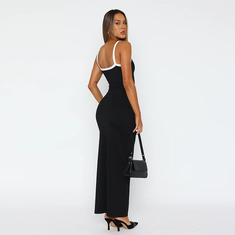 Damen Langärmliges Maxikleid mit elegantem Ausschnitt und figurbetonendem Schnitt Drune