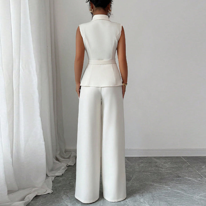 Damen elegantes Hosenanzug-Set mit schickem Reverskragen und modischen Weitbeinen Drune