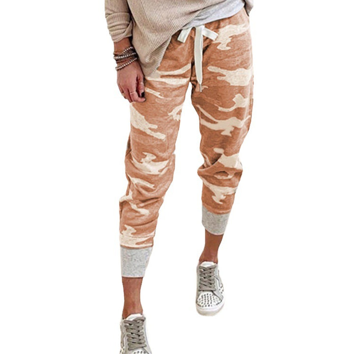 Damen bequeme Camouflage Jogginghose mit elastischem Bund und Bündchen Drune
