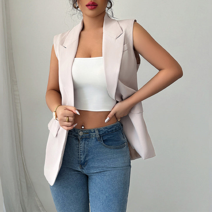 Damen Elegante ärmellose Blazerjacke mit feinen Details Drune