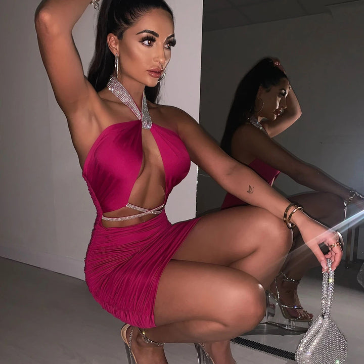 Damen figurbetontes Minikleid mit funkelnden Akzenten Drune