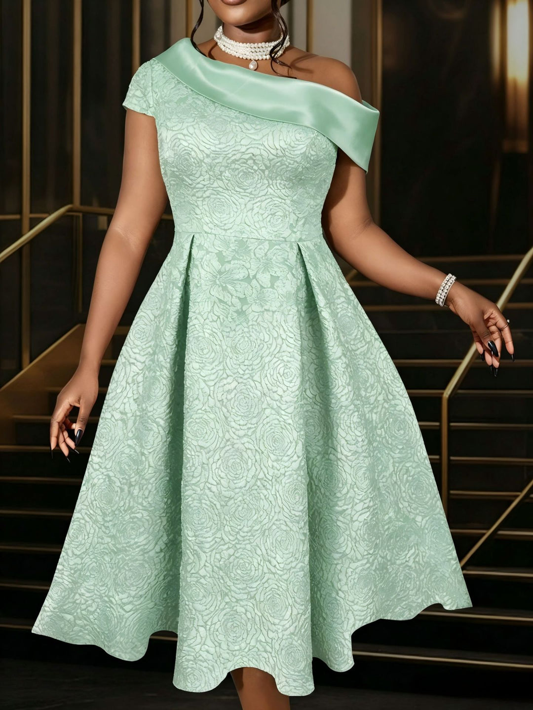 Damen elegantes A-Linien Kleid Drune