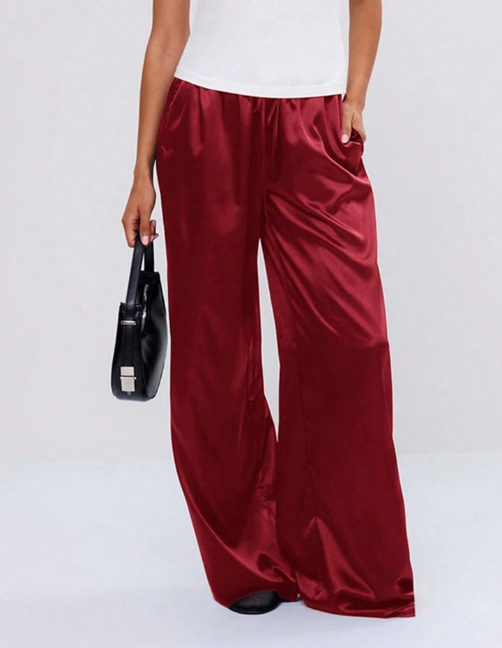 Damen Satin-Hose mit weitem Bein und elastischem Bund Drune