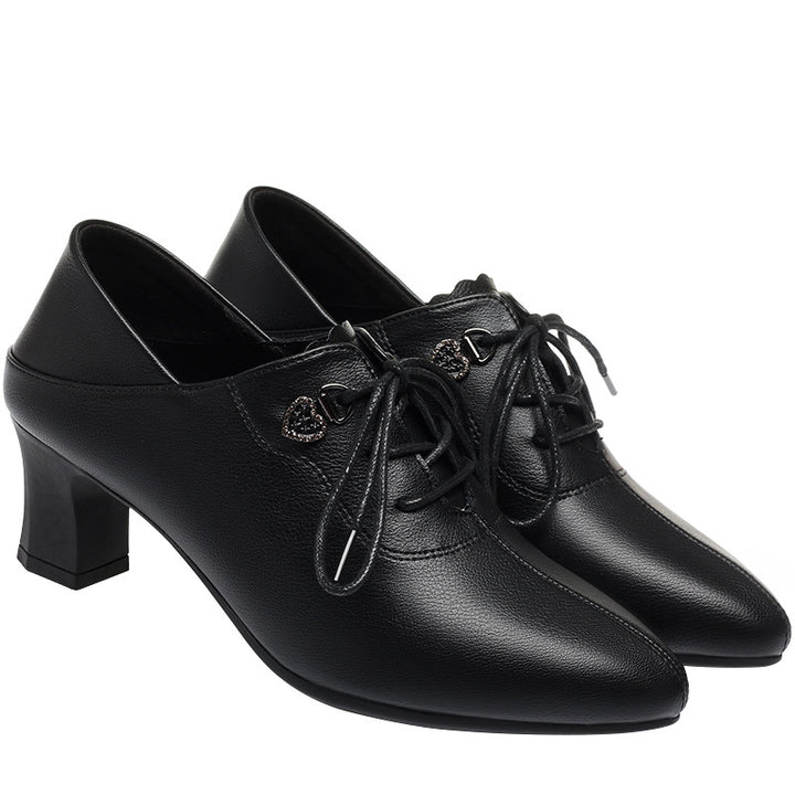 Drune | Schwarze Spitze Damenschuhe Mit Bequemen Mittelabsätzen