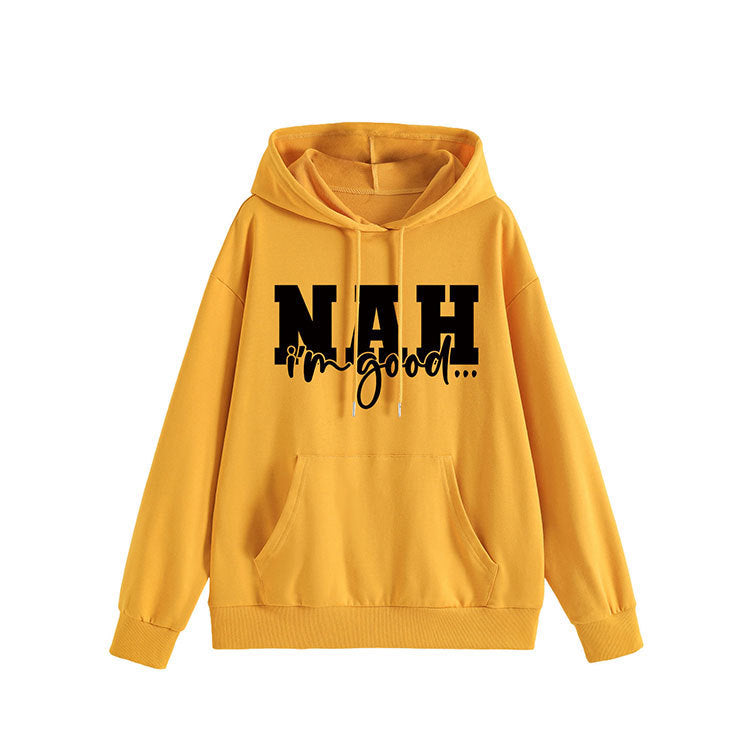 Damen Kapuzenpullover mit motivierendem Schriftzug und bequemer Passform Drune