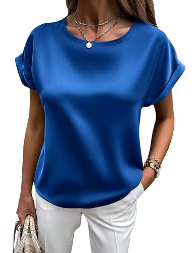 Drune | Satin-T-Shirt mit Umgeschlagenen Ärmeln für Damen