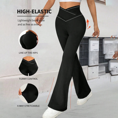 Damen Hochgeschnittene Yoga-Leggings mit Bauchkontrolle und 4-Wege-Stretch Drune